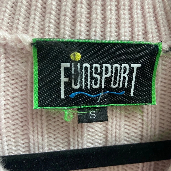 Funsport Y2K ribbed high neck  full zip wool blend sweater cardigan Sz S - Picture 4 of 7